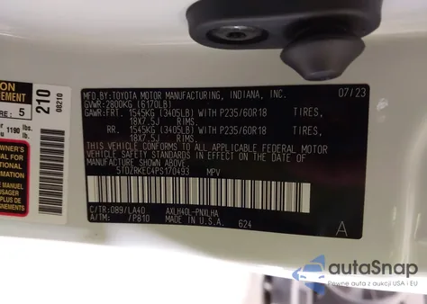 2023 Toyota Sienna Limited из США, поврежденный, VIN 5TDZRKEC4PS170493